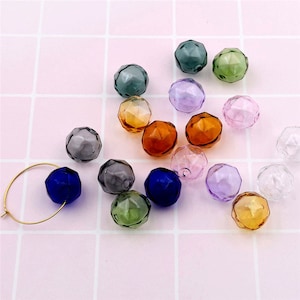 10pcs 16mm Double hole colorized Faceted Glass Beads sphere bubble,glass hollow perforated bead earrings materials, DIY handicraft supply