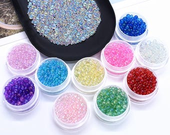 Mini Bubble Ball 1-3mm Tiny Beads for Epoxy Resin Nail Art Glass Globe Filler