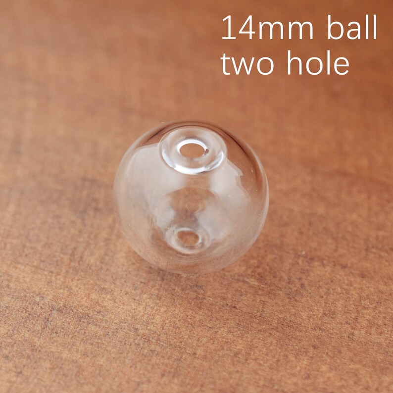 10pcs 12-30mm Double Trou Verre Globe Vide Bulle de verre Perles de verre Bricolage Bijoux fabrication flacon en verre pendentif 14mm