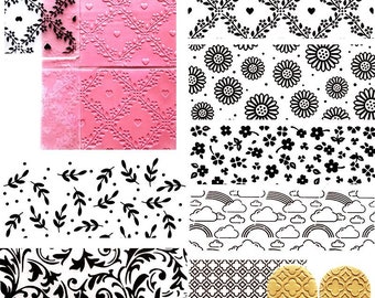 5*7inch Polymer Clay Tools Embossing Folders Clay Stamps, Polymer Clay Embossing Tool Flower leaf Pottery Stamps Clay Texture Clay mold