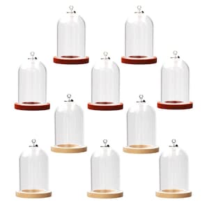 5sets 38*25mm Tube Glass bottle clear Glass bell jar with wood base , Glass vial pendant Glass dome cover Jewelry making supply