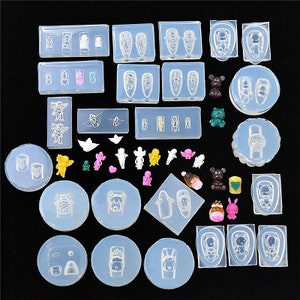 3D Siliconen Nail Art Mold Nail Decoratieve Mal Kleine Cartoon Beer Meisje voor Nagel Manicure Hars Gietvormen Telefoonhoesje Hars decoratie