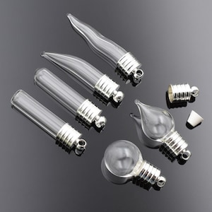 6pcs 20mm glass ball in screwed seal raw brass,silver,bronze,antiqued silver vial pendant DIY glass dome bottle charm supplies 1800257