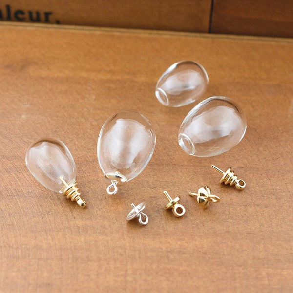 10Pcs 18.5*14/14*11mm Water Drop Glass ball Glass vial pendant Glass locket charms Drop Pendant Drop Vials