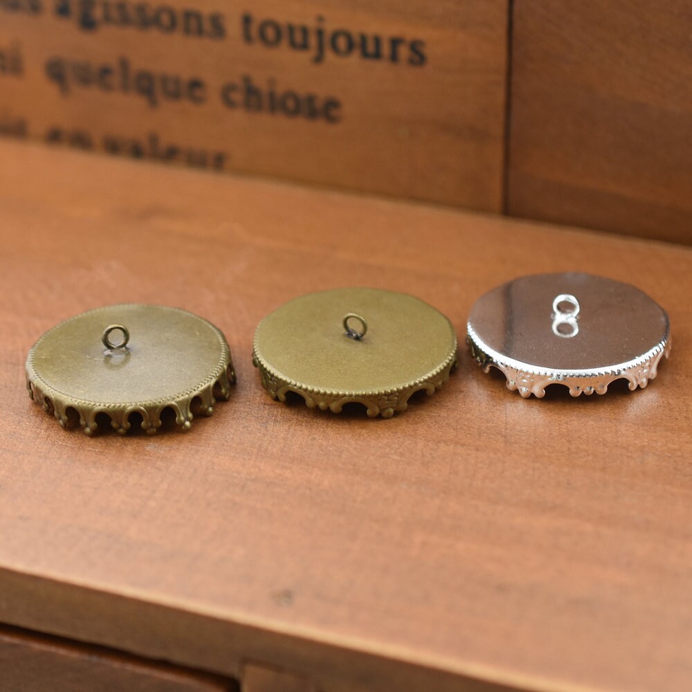 25mm brass hanger ring setting base button setting base , antique bronze and silver color Time gem Cabochon base, DIY jewelry findings