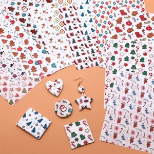 30 diversi decori Carta trasferibile in argilla polimerica Foglio di trasferimento di immagini floreali in stile natalizio per carta decorativa per stampa in argilla polimerica