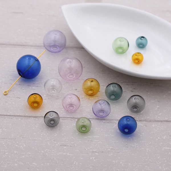 10pcs 10mm-20mm Double hole colorized glass globe Hollow glass ball , color Glass beads DIY Jewelry making supply