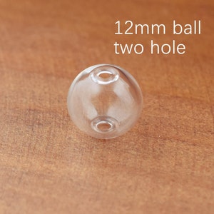 10pcs 12-30mm Double Trou Verre Globe Vide Bulle de verre Perles de verre Bricolage Bijoux fabrication flacon en verre pendentif 12mm