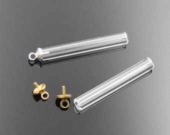 5 pieces Fine glass tube Glass vials 4mm Dia glass vials pendant  wish bottle