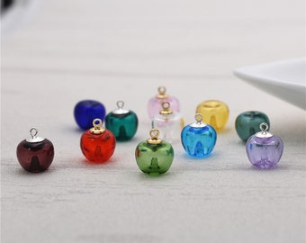 2Pcs Apple Shape Coloured glaze Vails Diffuser Perfume Refillable Essential Oil Pendant Jewelry Making