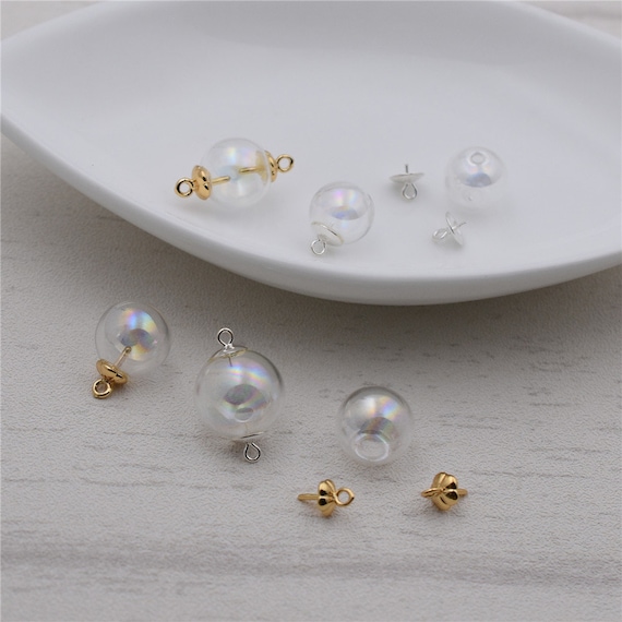 10kits Tear Drop Glass Bubble Ball With Bead Cap Jewelry
