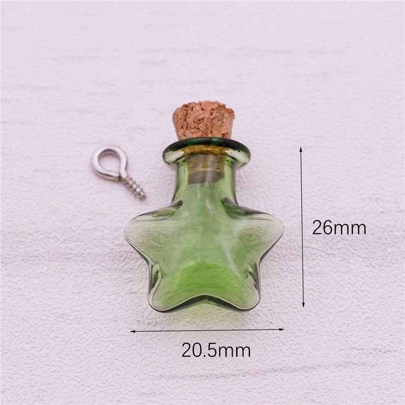 10pcs tiny glass bottle with cork cork bottles wishing bottles Sand bottle cork bottles blue Green Brown Clear choose giving silver hooks