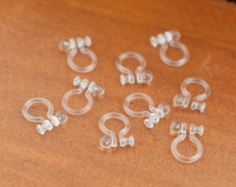 Small invisible resin earring clip one side ball one side hole , No pierced dangle invisible clip on earrings finding ErJia01