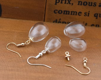 4sets (2 pairs) Water Drop Glass Globe with 925 silver & Stainless steel Earrings set Fashion Ear stud Ear Wire
