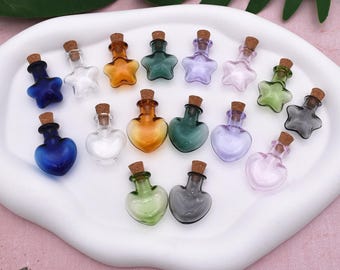10 Mini Barattolini Di Vetro Colorato Con Tappo In Sughero | 2ml | Per Bottiglie Dei Desideri, Decorazioni Fai Da Te, Bomboniere Matrimonio