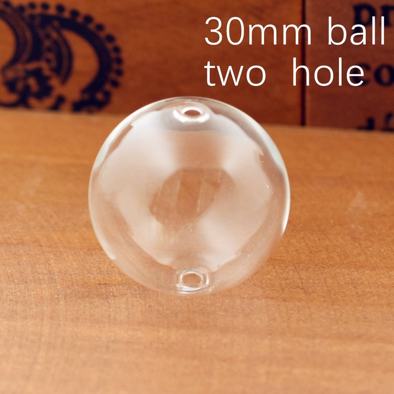 10pcs 12-30mm Double Trou Verre Globe Vide Bulle de verre Perles de verre Bricolage Bijoux fabrication flacon en verre pendentif 30mm