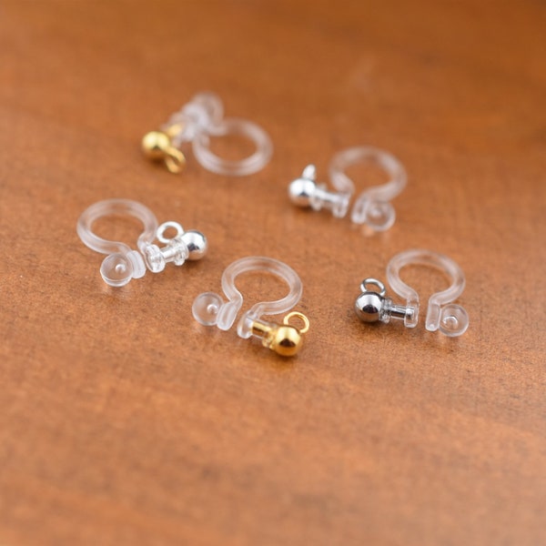 Resin ear clip No pierced ear clip invisible stud earrings Jewelry Findings , Resin + Stainless steel high quality ErJia02-03
