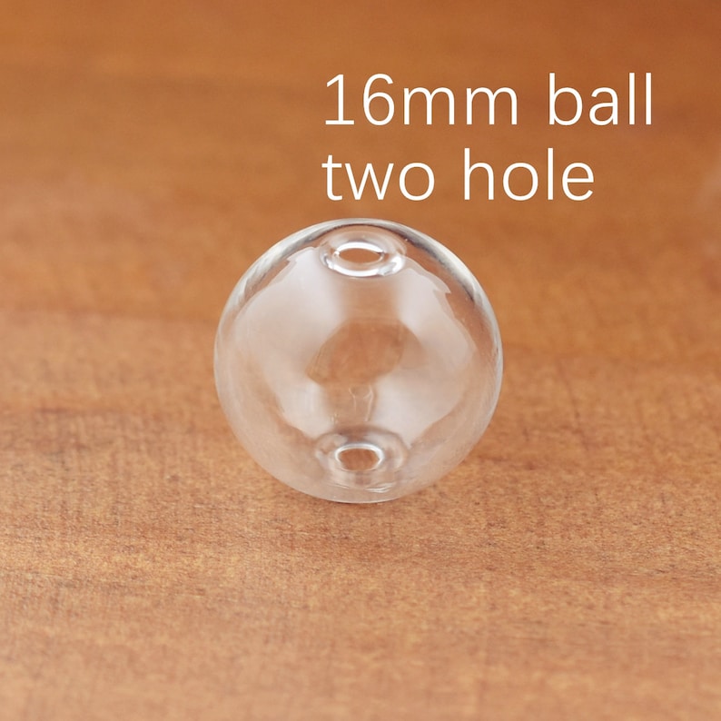 10pcs 12-30mm Double Trou Verre Globe Vide Bulle de verre Perles de verre Bricolage Bijoux fabrication flacon en verre pendentif 16mm