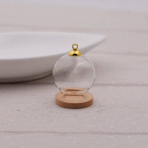 Hollow glass dome half round globe for jewellery making cover 25 mm pack of 5