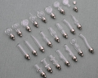 10pcs 5mm Outside Diameter glass vial with tassel cap glass vial pendant 23 designs choose name on rice bottles locket wish bottles
