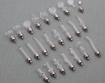 10pcs flacon en verre de 5 mm de diamètre extérieur avec bouchon à pompon pendentif en verre 23 modèles choisir le nom sur les bouteilles de riz médaillon bouteilles de souhaits