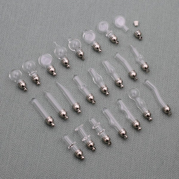 10pcs 5mm Outside Diameter glass vial with tassel cap glass vial pendant 23 designs choose name on rice bottles locket wish bottles