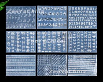11 Designs Premium Nail Art Silicone Molds: Music Notes, Alphabets, Bows & Geometric Designs for DIY Nail Decor UV Gel Decoration Tools