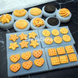 Cookies Biscuits Silicone Mould UV Epoxy Resin Casting Mold DIY Pendant Making Biscuits Casting Silicone Mold Simulation Cracker Making