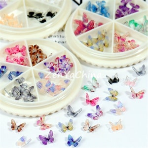 30piece Mixed Acrylic Tiny Butterlfy As Filler For Nail Art Resin Casting Jewelry Making Component charms Craft Material Nail Art Sticker