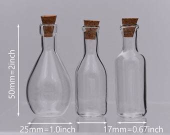 10 Pieces cork Glass vial pendant Mini Glass Bottle with Cork Cute Jars Wishing bottle Charms 3 Shape Minxed