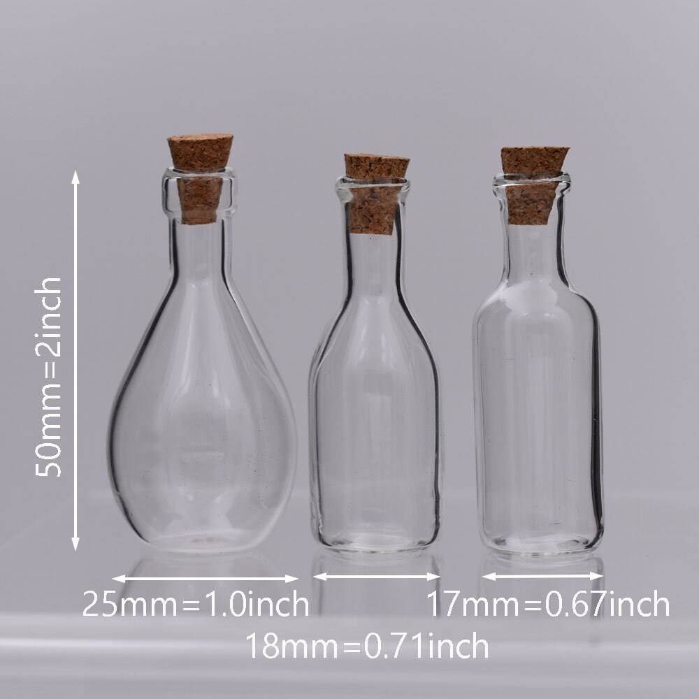 thumbnail image 2 of 10-Piece Mini Glass Bottles With Corks - Mixed Shapes For Crafts & DIY 2 of 13