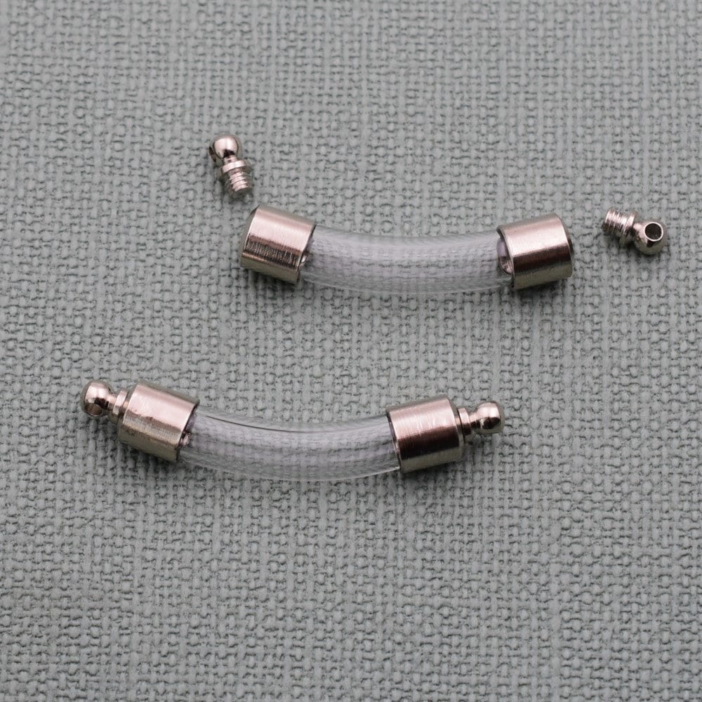5pcs Bend tube Glass vials Glass vial pendant Screw cap Name on rice bottle wish bottles