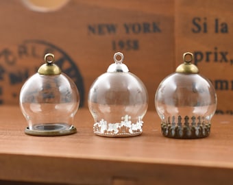 5set 20*15mm Empty Glass Globe Glass dome cover Glass Vial Pendant Jewelry DIY Supply Holiday decoration