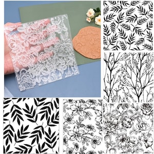 Può includere: Set di sei timbri in silicone trasparente con motivi floreali e foglie. I timbri sono perfetti per l'artigianato e lo scrapbooking.