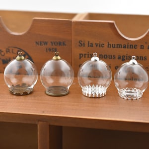 5set 30*20mm Clear Empty Glass Globe bottle Glass dome cover Glass Vial Pendant Jewelry DIY Supply Glass Locket Charms