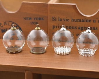 5set 30*20mm Clear Empty Glass Globe bottle Glass dome cover Glass Vial Pendant Jewelry DIY Supply Glass Locket Charms