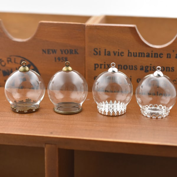 5set 30*20mm Clear Empty Glass Globe bottle Glass dome cover Glass Vial Pendant Jewelry DIY Supply Glass Locket Charms