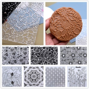  Polymer Clay Tools Embossing Folders Clay Stamps for Polymer  Clay Earrings Making Embossing Tool Geometric Textured Flower Pottery  Stamps Polymer Clay Roller Clay Texture Sheets (6PCS)