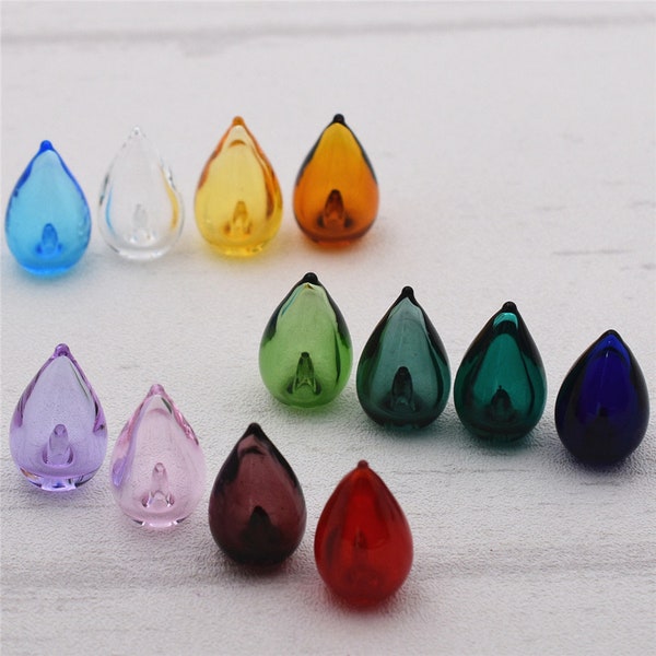 6Pcs Forme de goutte Glaçure colorée Flacons Diffuseur Parfum Rechargeable Huile Essentielle flacon en verre Pendentif flacon