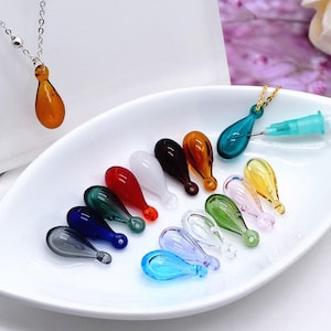 4x Essential Oil Diffuser Pendant | Aromatherapy Vial with Hole for Diffusion Mermaid Tears Drop