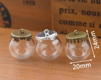 5set 20*15mm Hollow Glass Globe bottle Glass dome Glass Vial Pendant Jewelry DIY Supply Holiday decoration