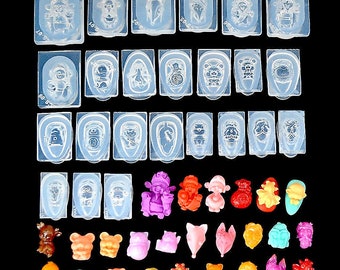 3D Silicone Nail Art Mold Resin Earring Pendant Molds Cute Cartoon God of wealth Lucky charm for Nail Manicure Resin Casting Mould Clay mold