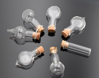 Clear glass bottle with cork with silver color hooks , wishing bottle cork bottles jewelry glass vial pendant jewelry findings supply