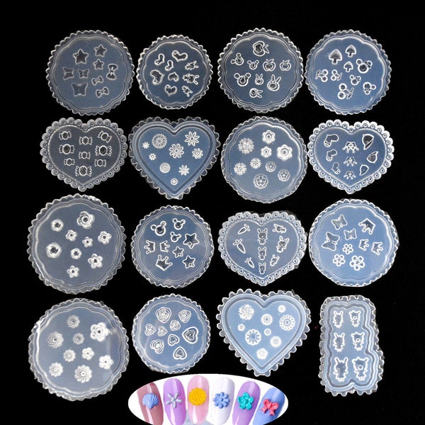 Nageldecoratie Schimmel Siliconen Nail Art Decoratie Bloem Sakura Hart Ster Shell Kristal DIY Sjabloon Manicure Gereedschap Hars Nagel Sticker Schimmel