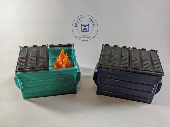 3D Printed Dumpster Fire Model - Fun Desk Toy & Gift - Color Options, Quick Shipping