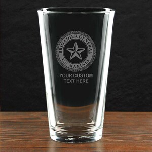U.S. Marine Corps Brig General O-7 Personalized 16 oz. Beer Pint Glass - Made in the USA - Officially Licensed