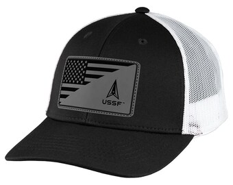 U.S. Space Force Split Flag Patch Trucker Hat by 7.62 Design