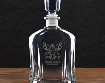 U.S. Navy Logo Personalized 23.75 oz. USN Whiskey Decanter - Officially Licensed