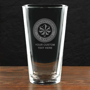 U.S. Marine Corps Lt Colonel O-5 Personalized 16 oz. Beer Pint Glass - Made in the USA - Officially Licensed