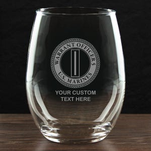 USMC W-5 Chief Warrant Officer 5 - Personalized 21 oz. Stemless Wine Glass - Made in the USA